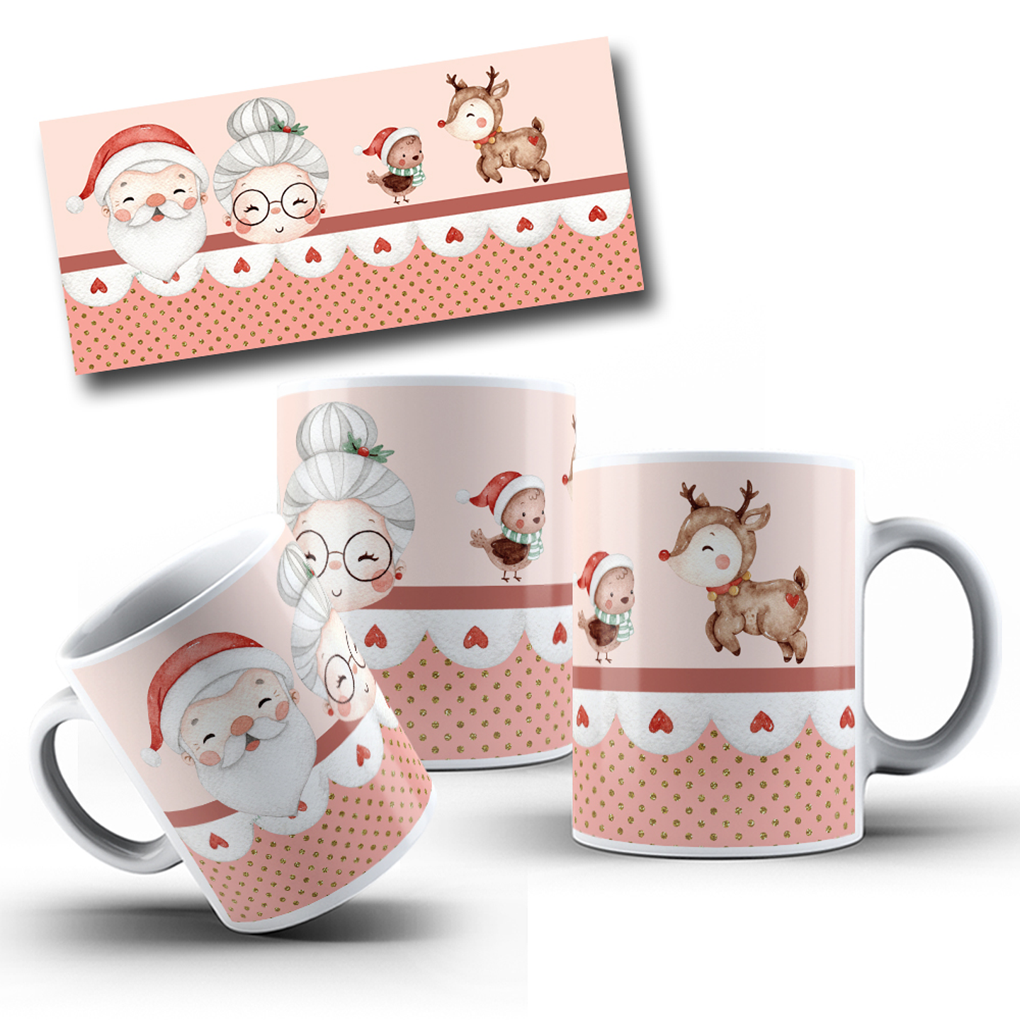 10 Artes para Caneca Natal Aquarela Arquivo Editável 6