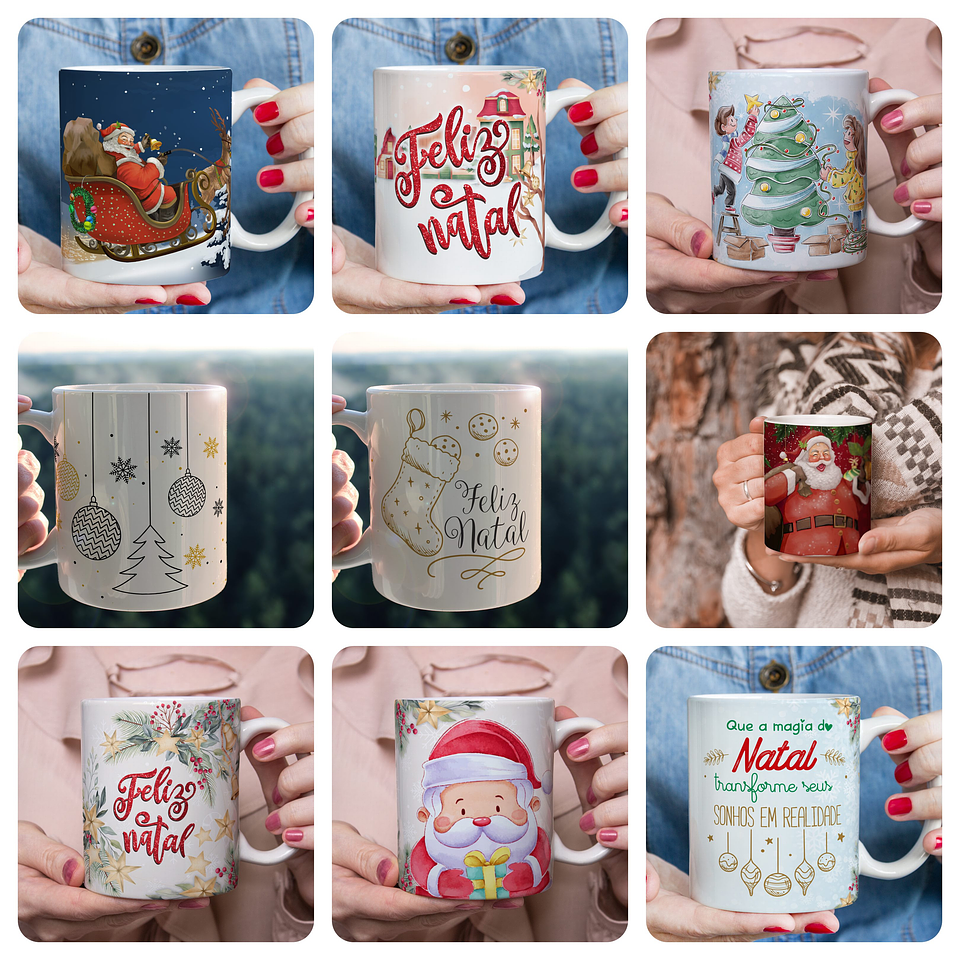 15 Artes para Caneca Natal Papai Noel Arquivo em Jpg 1