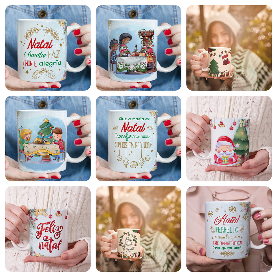 15 Artes para Caneca Natal Papai Noel Arquivo em Jpg 2
