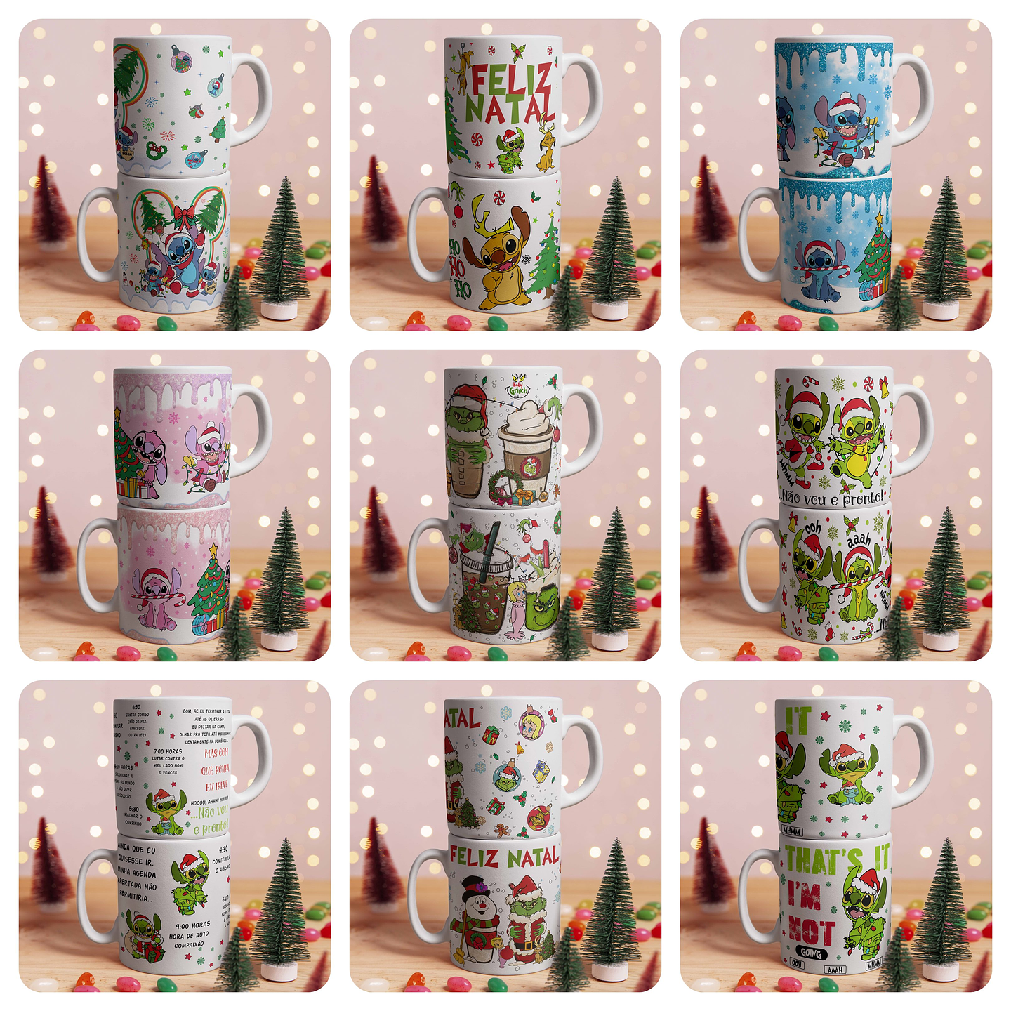 15 Artes para Caneca Stitch Natal Arquivo Editável 1