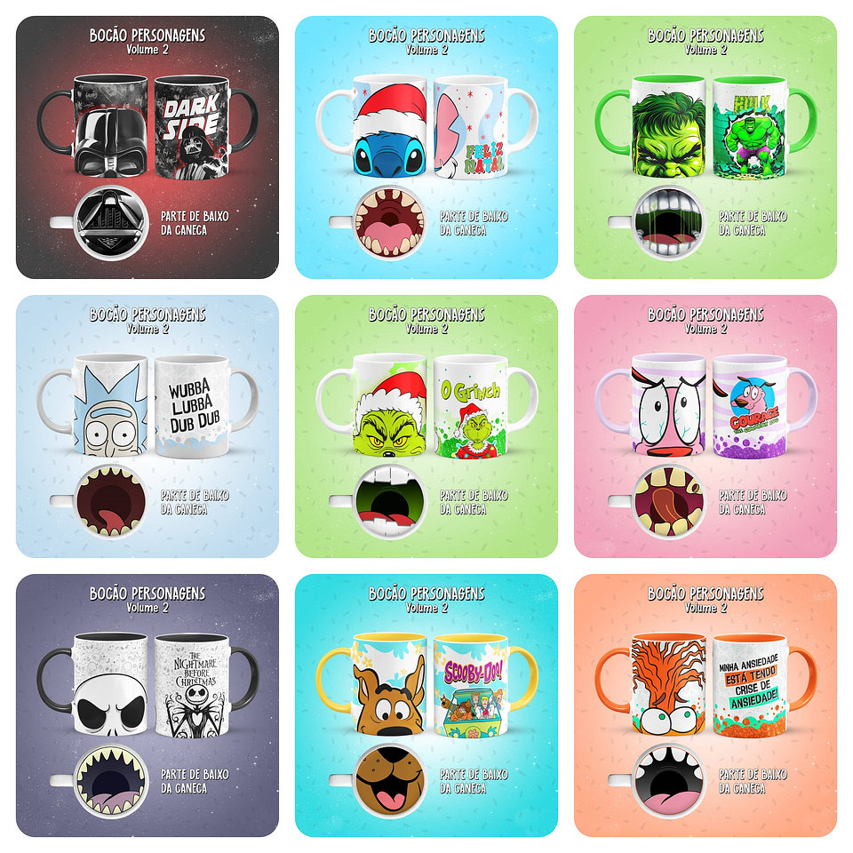 16 Artes para Caneca Personagens Bocão Arquivo em Jpg  1