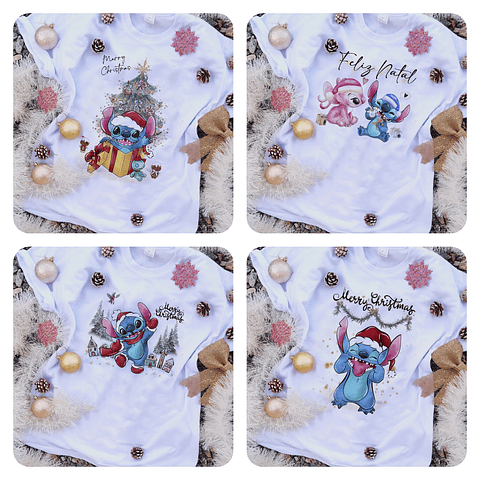 17 Artes para Caneca, Camisa e Bolinha Natal Stitch Arquivo Editável