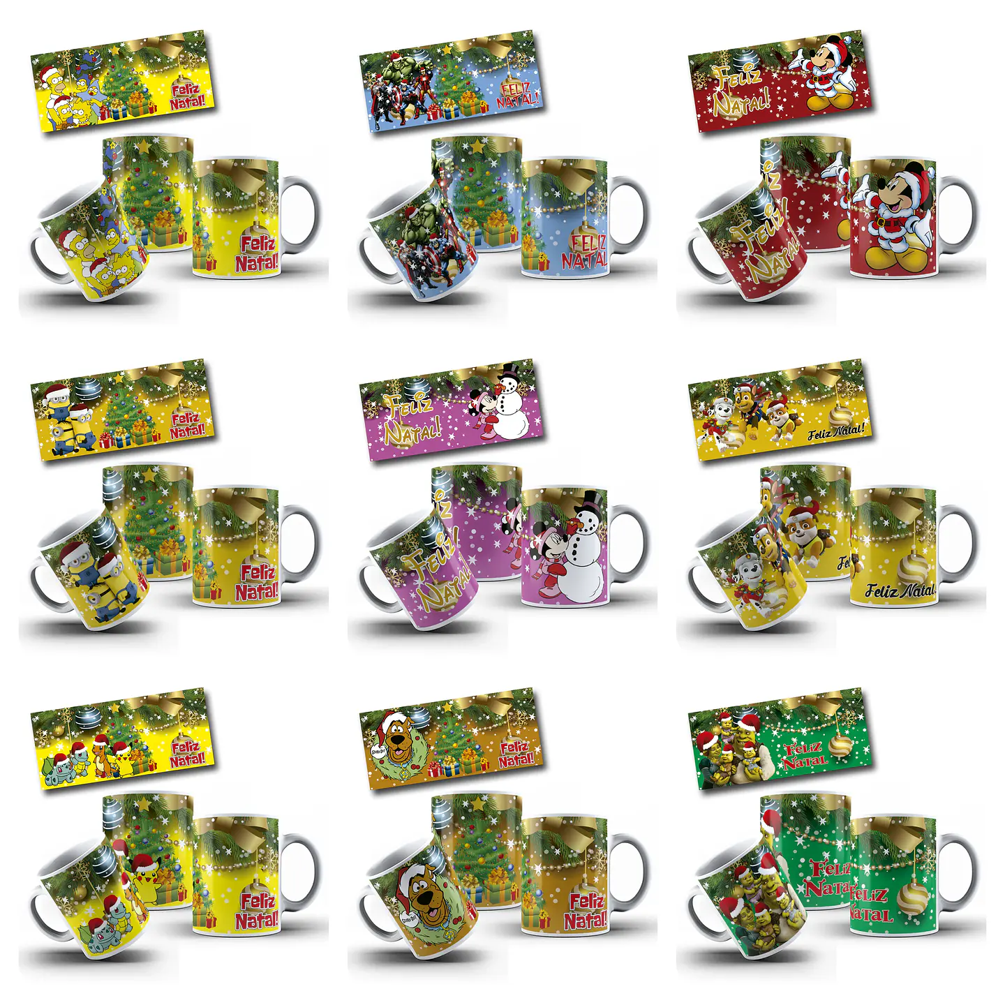 20 Artes para Caneca Natal Personagens Arquivo Editável  2