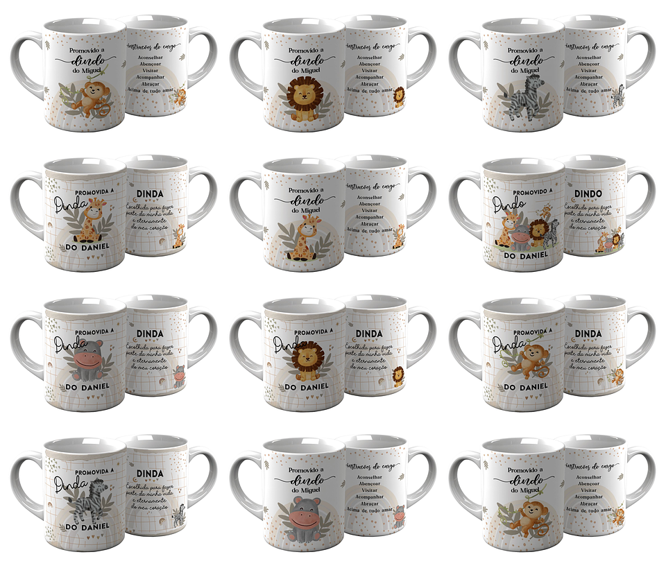 24 Artes para Caneca Dindos Safari Arquivo em Jpg  2