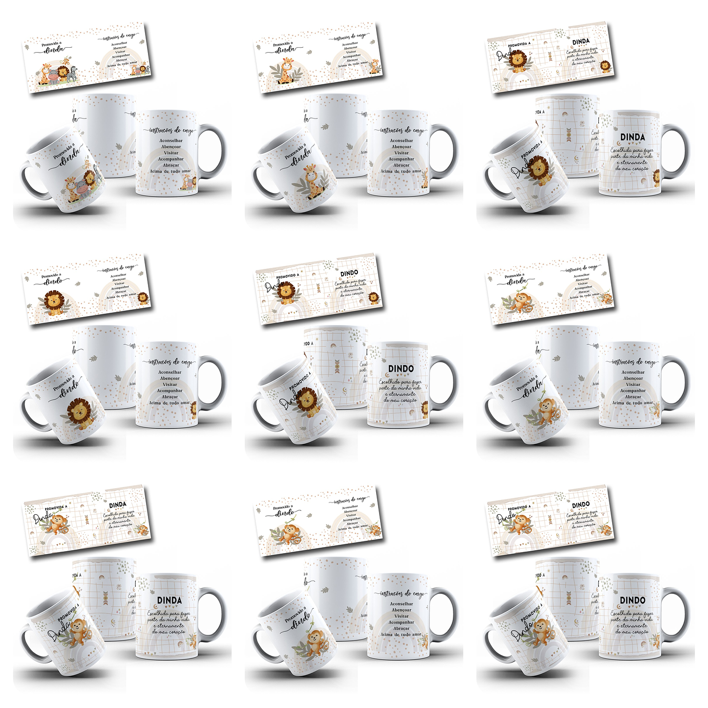 24 Artes para Caneca Dindos Safari Arquivo em Jpg  3