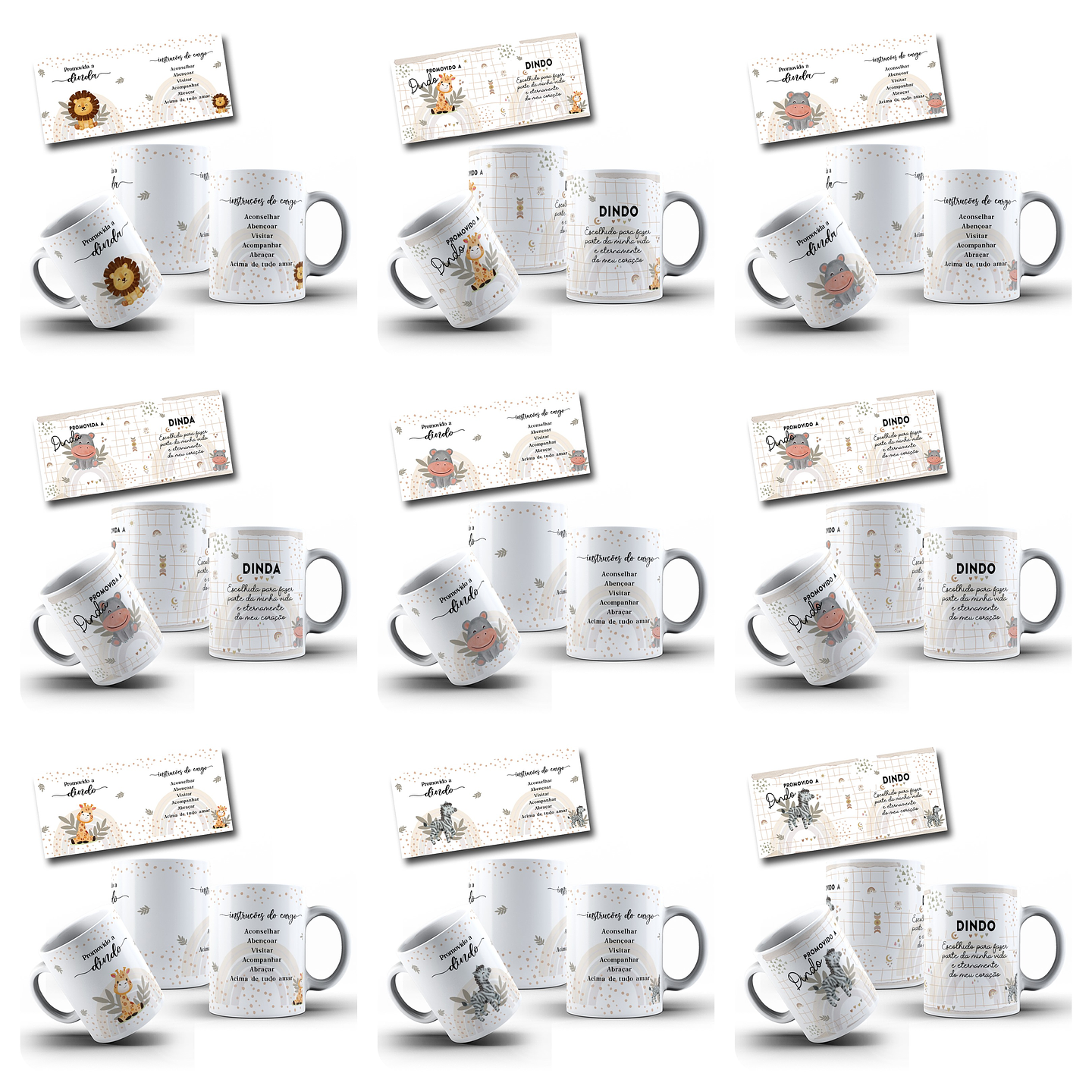 24 Artes para Caneca Dindos Safari Arquivo em Jpg  4