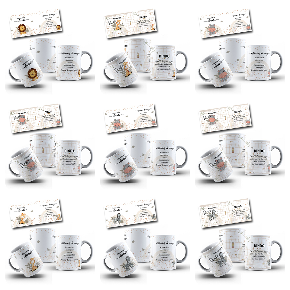 24 Artes para Caneca Dindos Safari Arquivo em Jpg  4