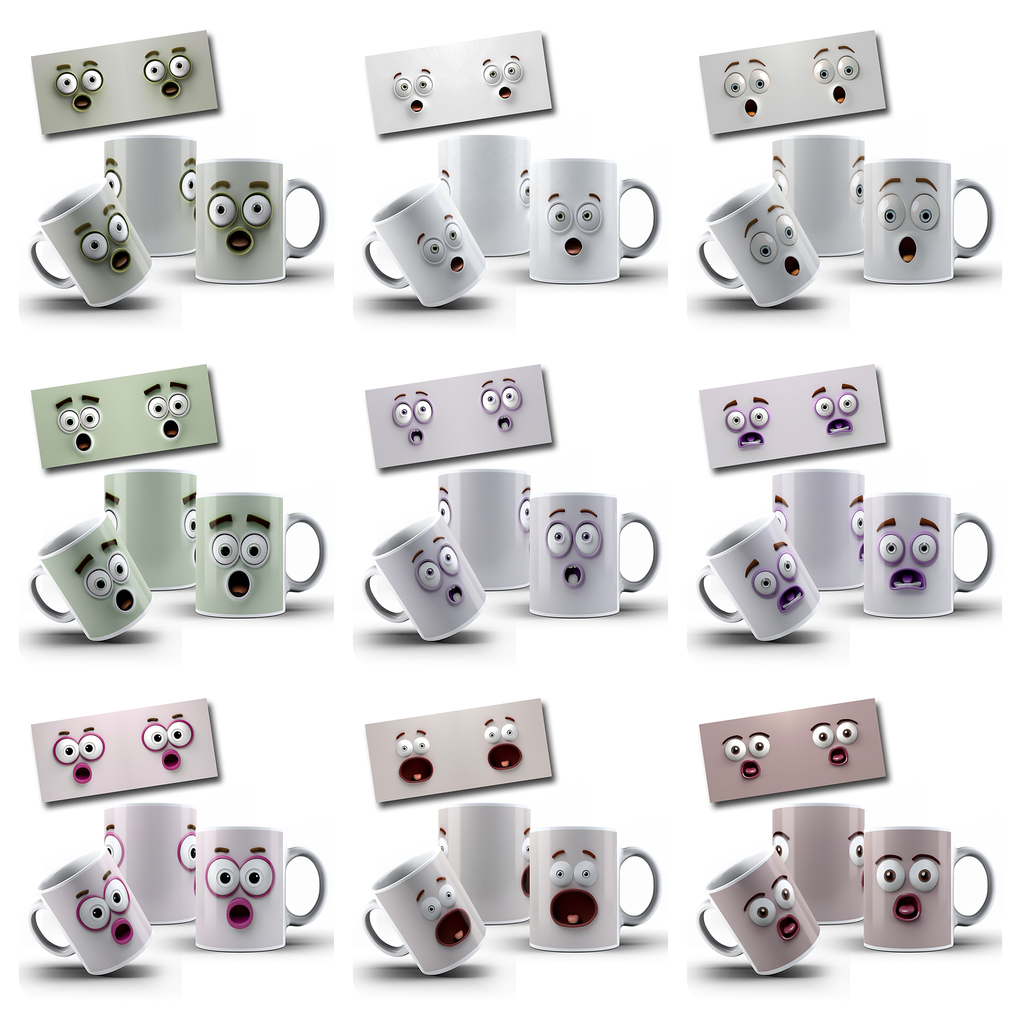 29 Artes para Caneca Carinhas 3D Arquivo em Jpg 2