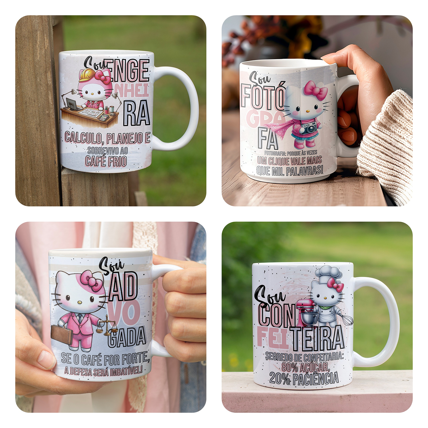 14 Artes para Caneca Hello Kitty Profissões Arquivo Editável 2