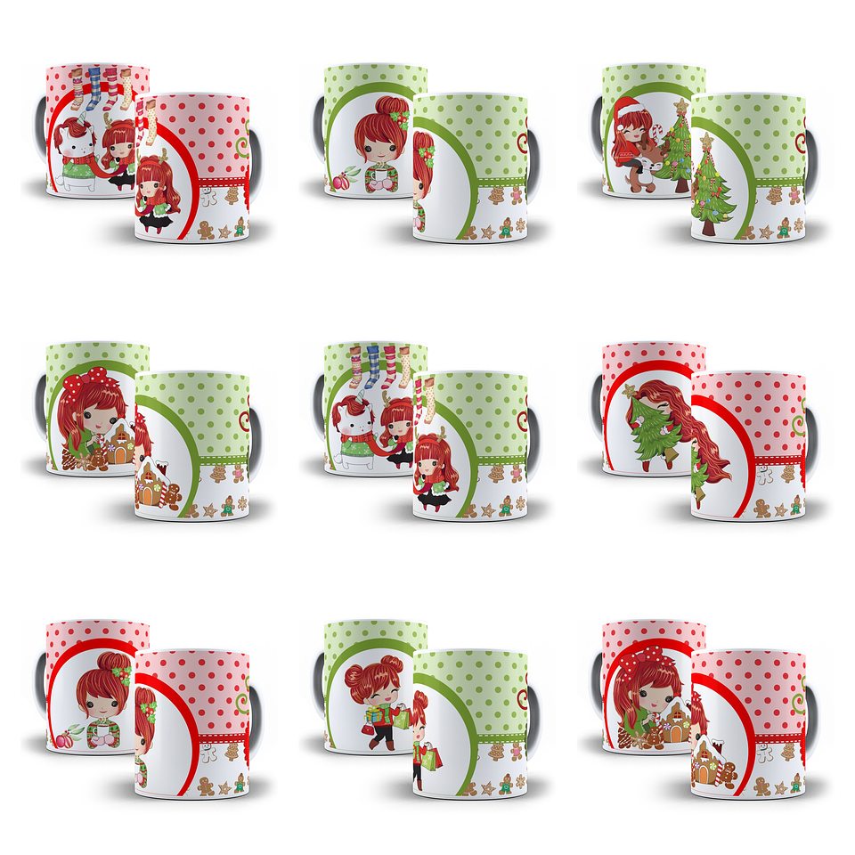 12 Artes para Caneca Natal Menina Arquivo Editável  1