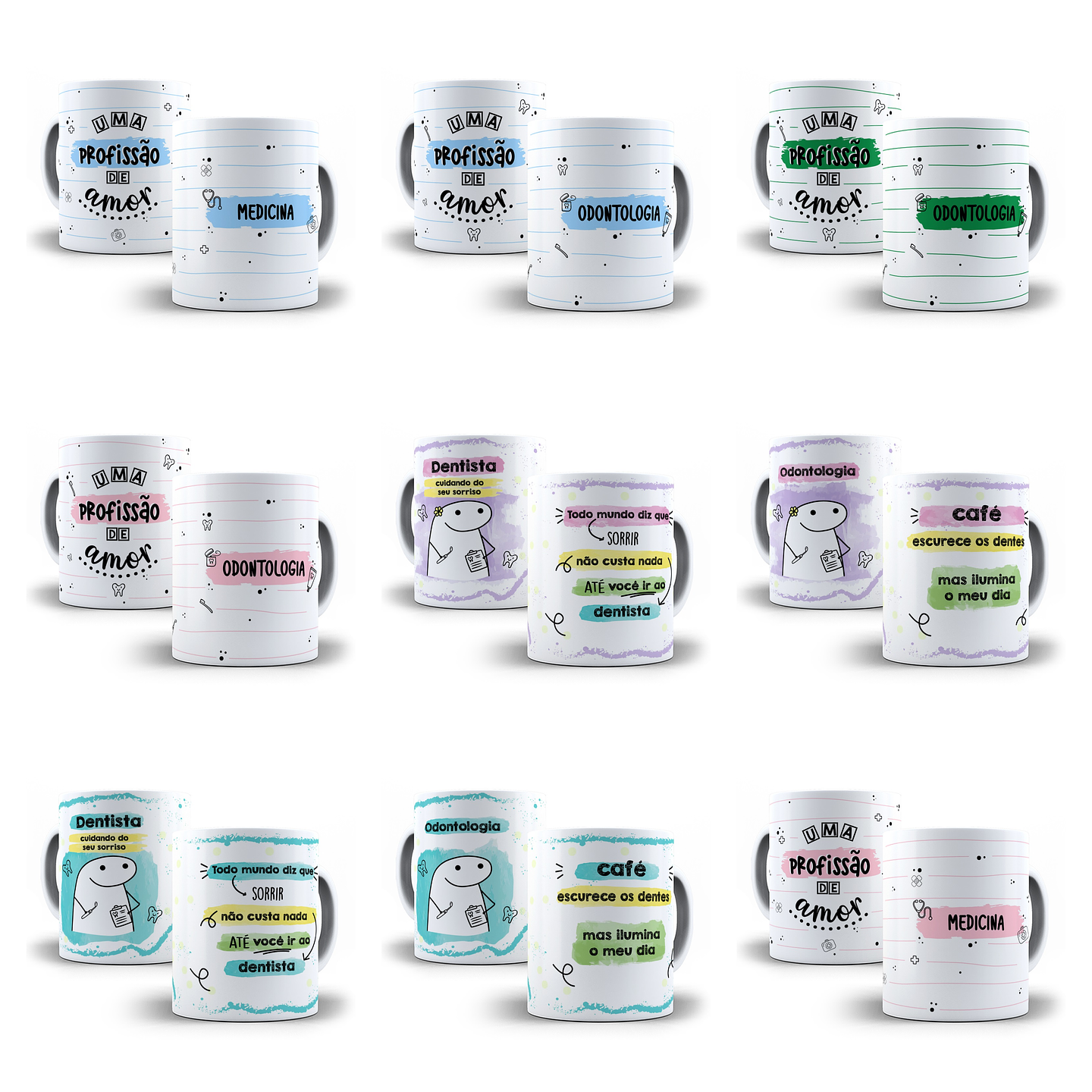 14 Artes para Caneca Profissões Medico e Dentista Arquivo em Jpg 1