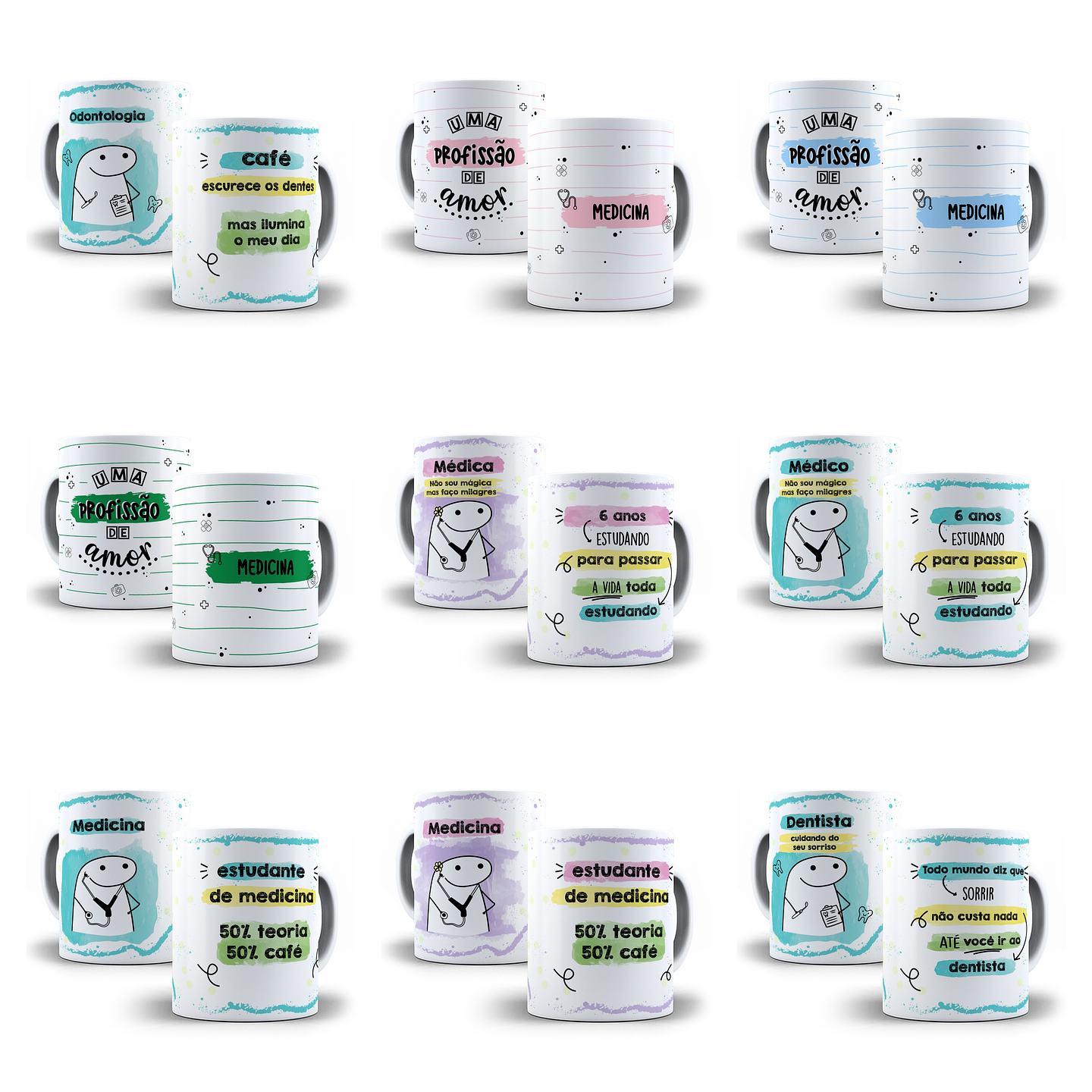 14 Artes para Caneca Profissões Medico e Dentista Arquivo em Jpg 2