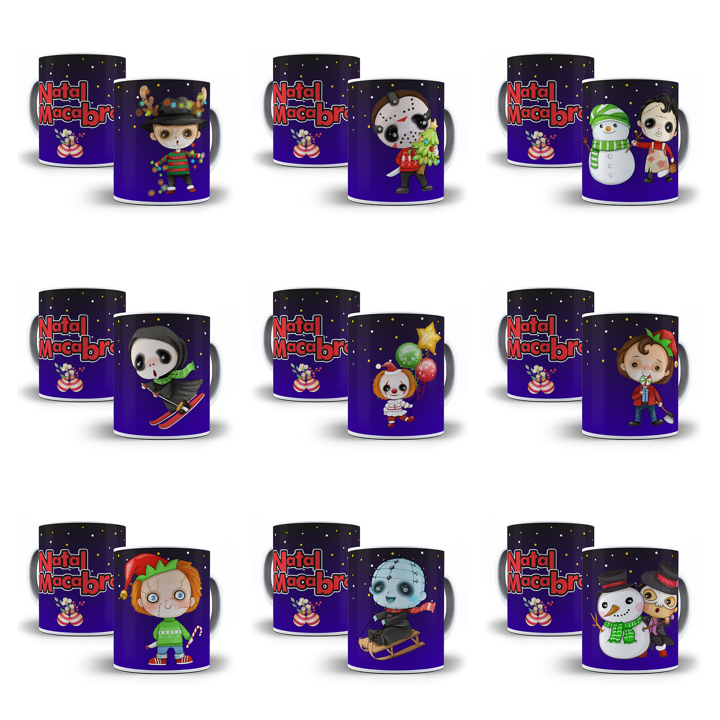 18 Artes para Caneca Natal Macabro Arquivo Editável  2