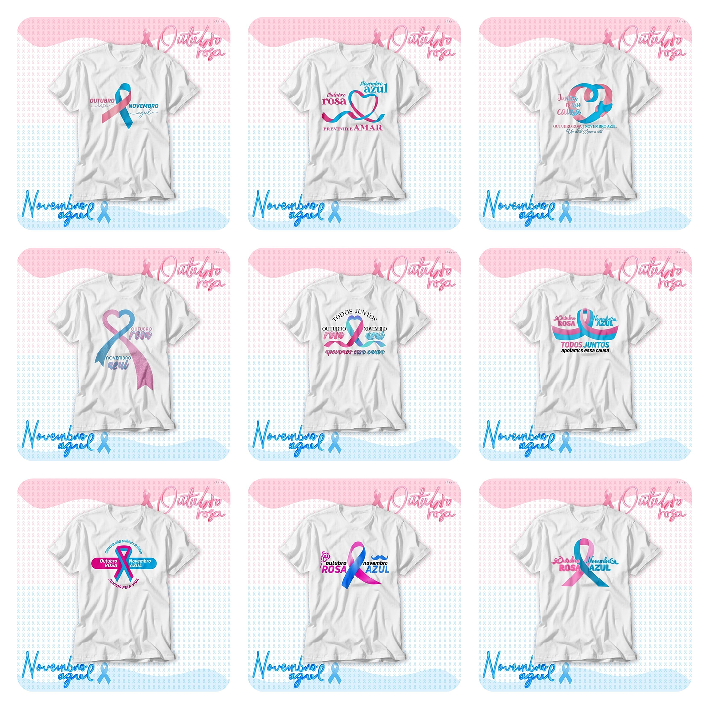 22 Artes para Camisa e Caneca Outubro Rosa e Novembro Azul Arquivo Editável 1