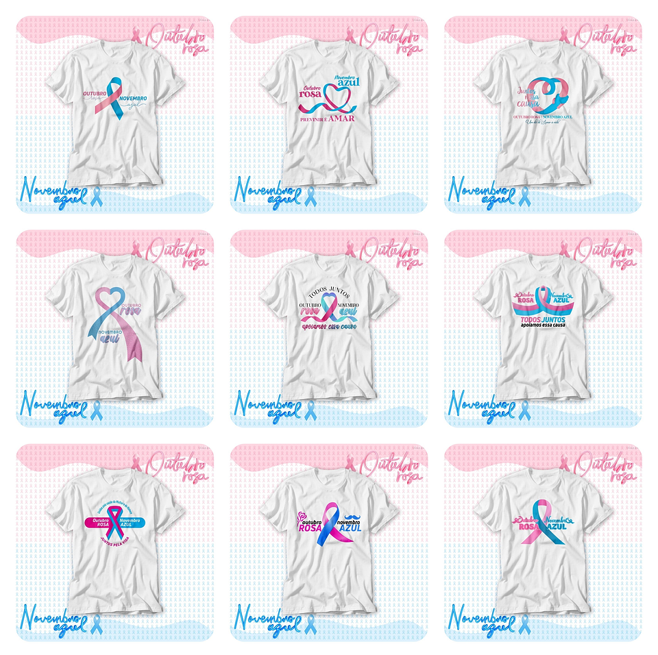 22 Artes para Camisa e Caneca Outubro Rosa e Novembro Azul Arquivo Editável 1