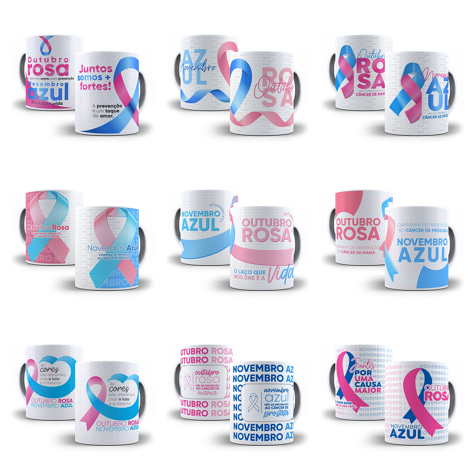 22 Artes para Camisa e Caneca Outubro Rosa e Novembro Azul Arquivo Editável 2