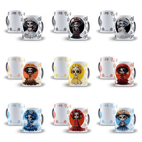 22 Artes para Caneca Caveira Mexicana Arquivo em Jpg 