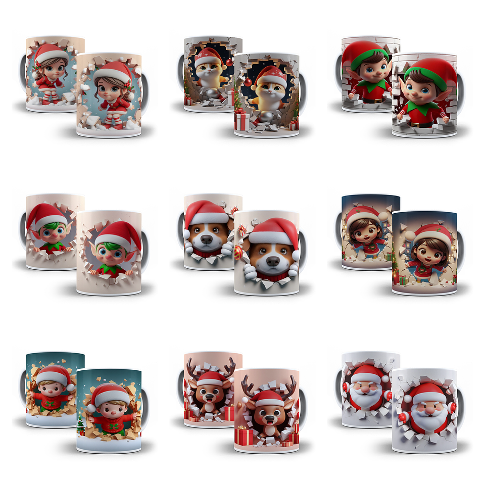 22 Artes para Caneca Natal 3D Arquivo em Jpg 1