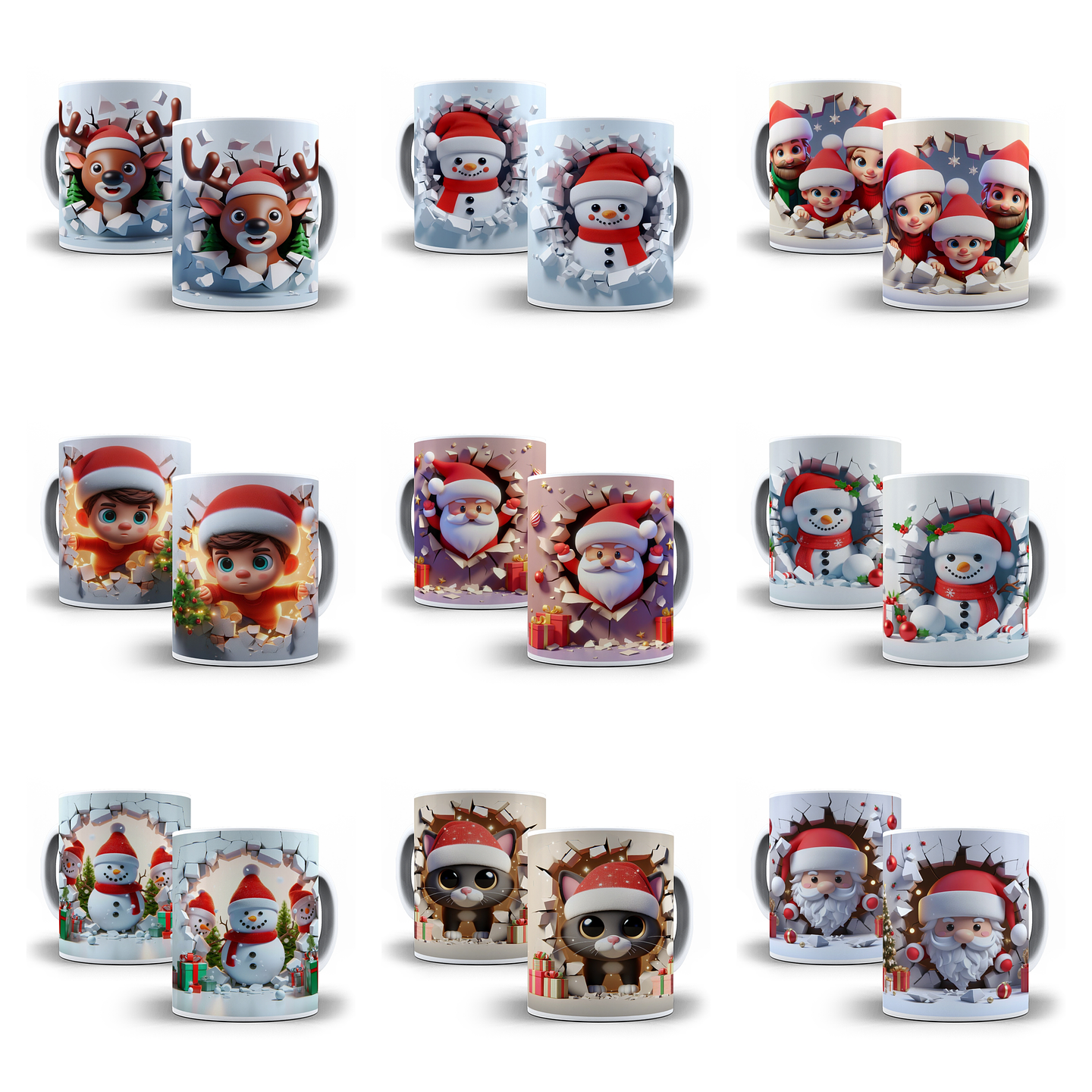 22 Artes para Caneca Natal 3D Arquivo em Jpg 2