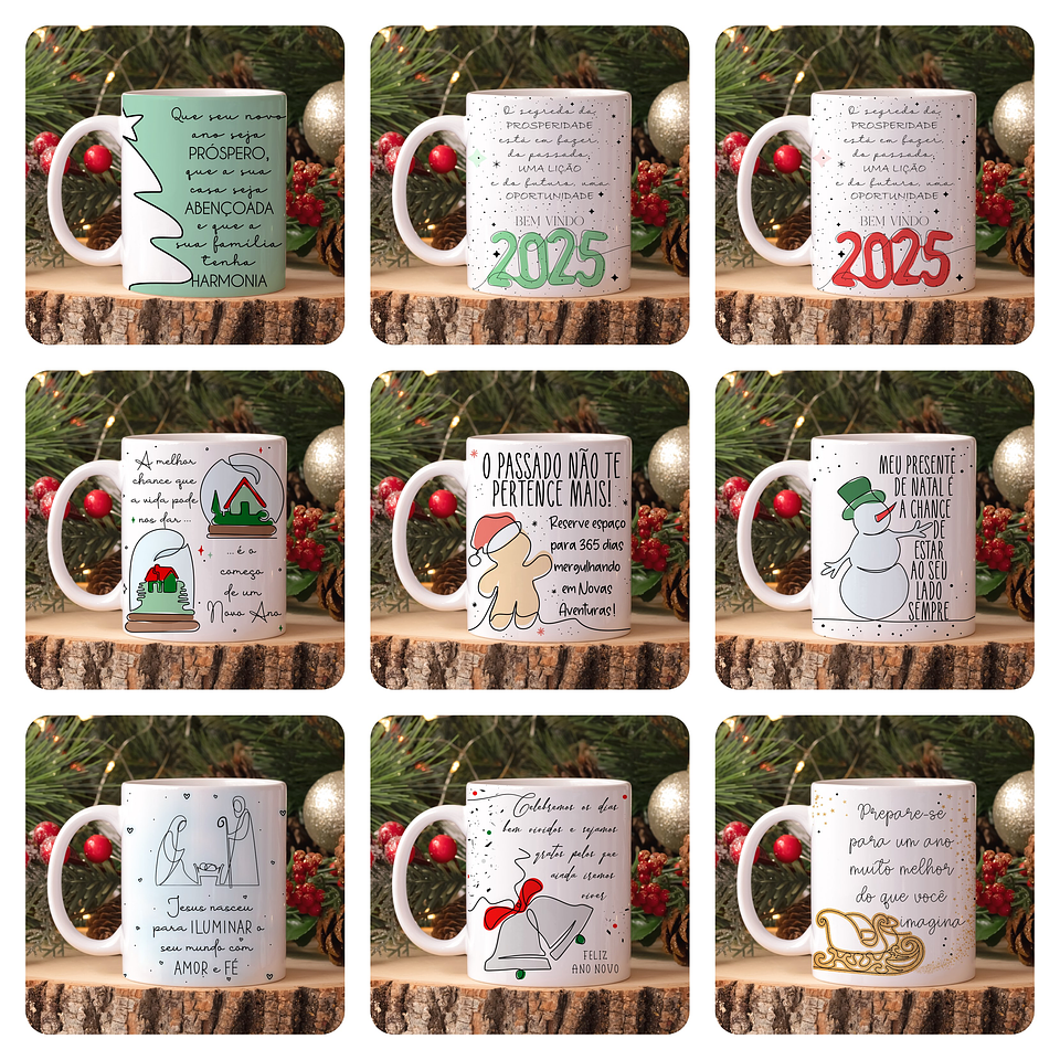 30 Artes para Caneca Natal em Linhas Arquivo em Jpg 2