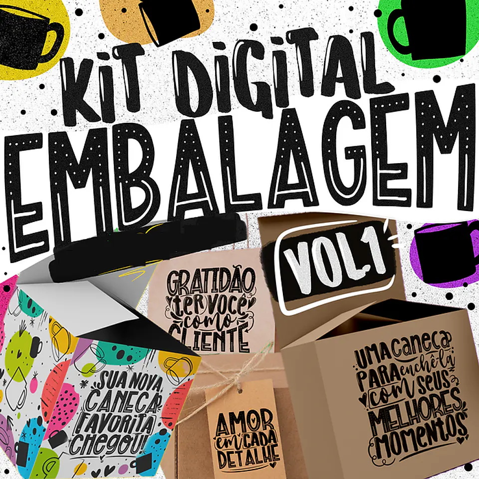 Arte para Embalagem Caixa Caneca em Png  1