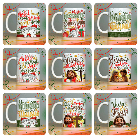 40 Artes para Caneca Papai Noel Arquivo em Jpg 