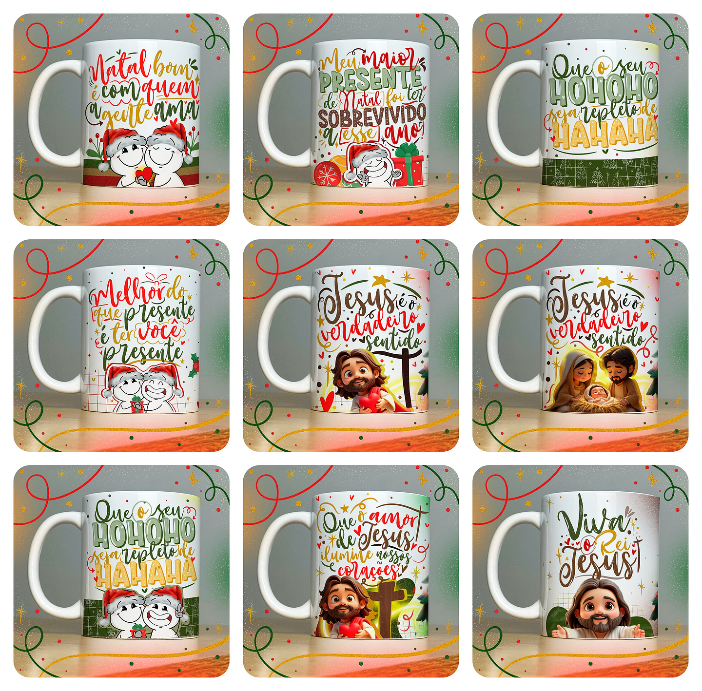 40 Artes para Caneca Papai Noel Arquivo em Jpg  1