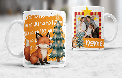 7 Artes para Caneca Natal com Fotos Arquivo Editável