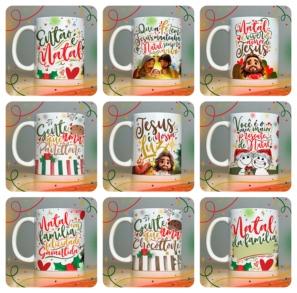 40 Artes para Caneca Papai Noel Arquivo em Jpg  3