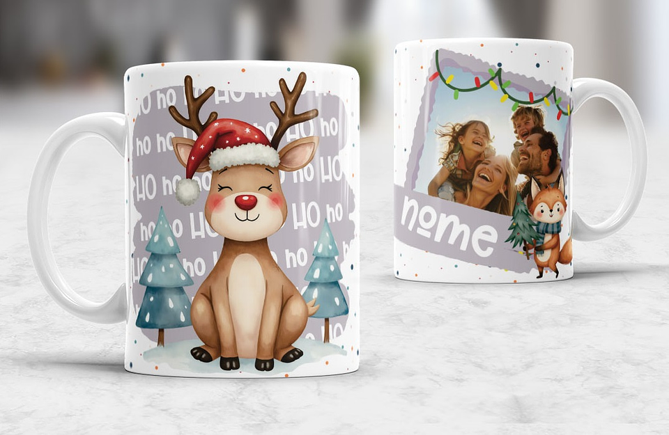 7 Artes para Caneca Natal com Fotos Arquivo Editável 7