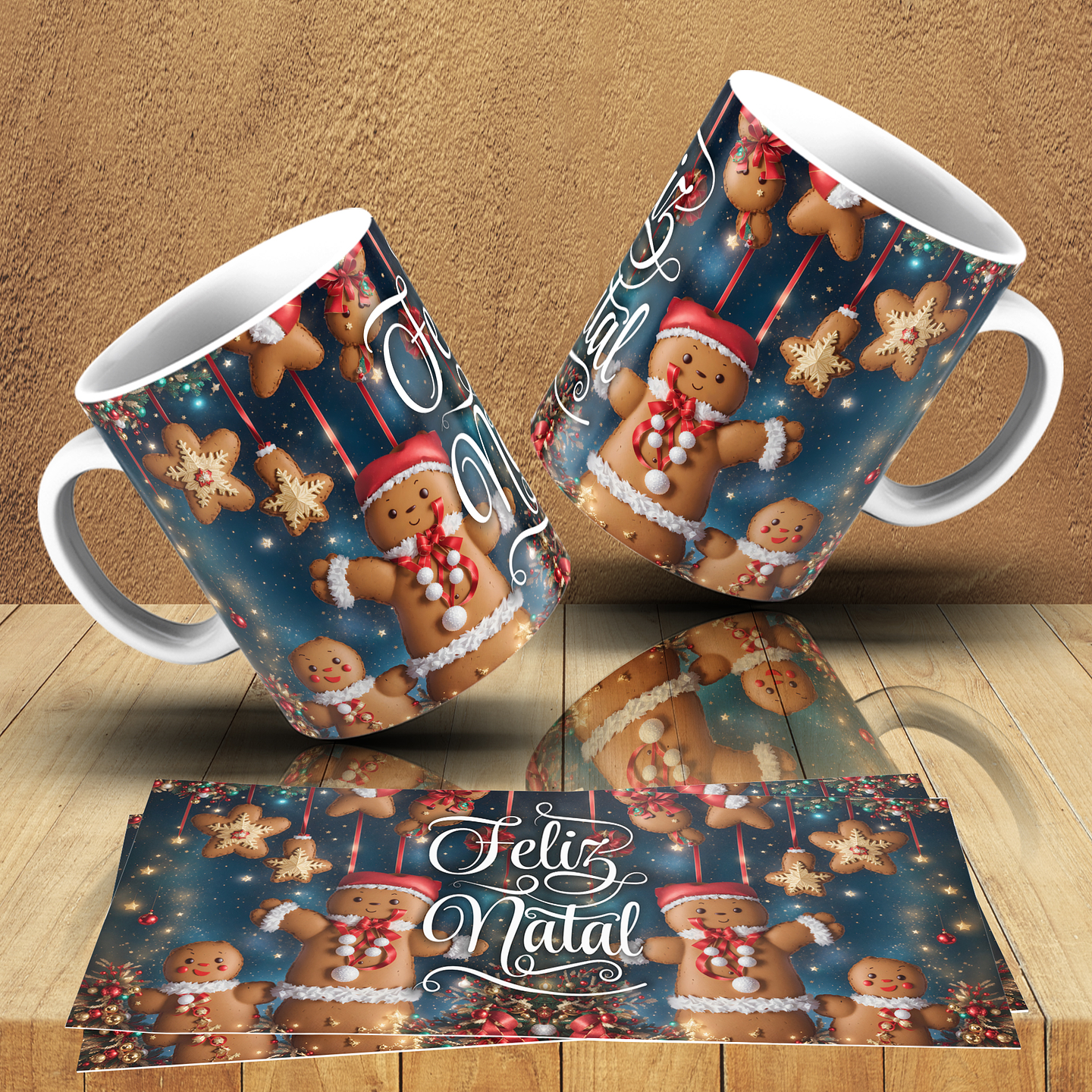 8 Artes para Caneca Natal Biscoitos de Gengibre Arquivo Editável 3