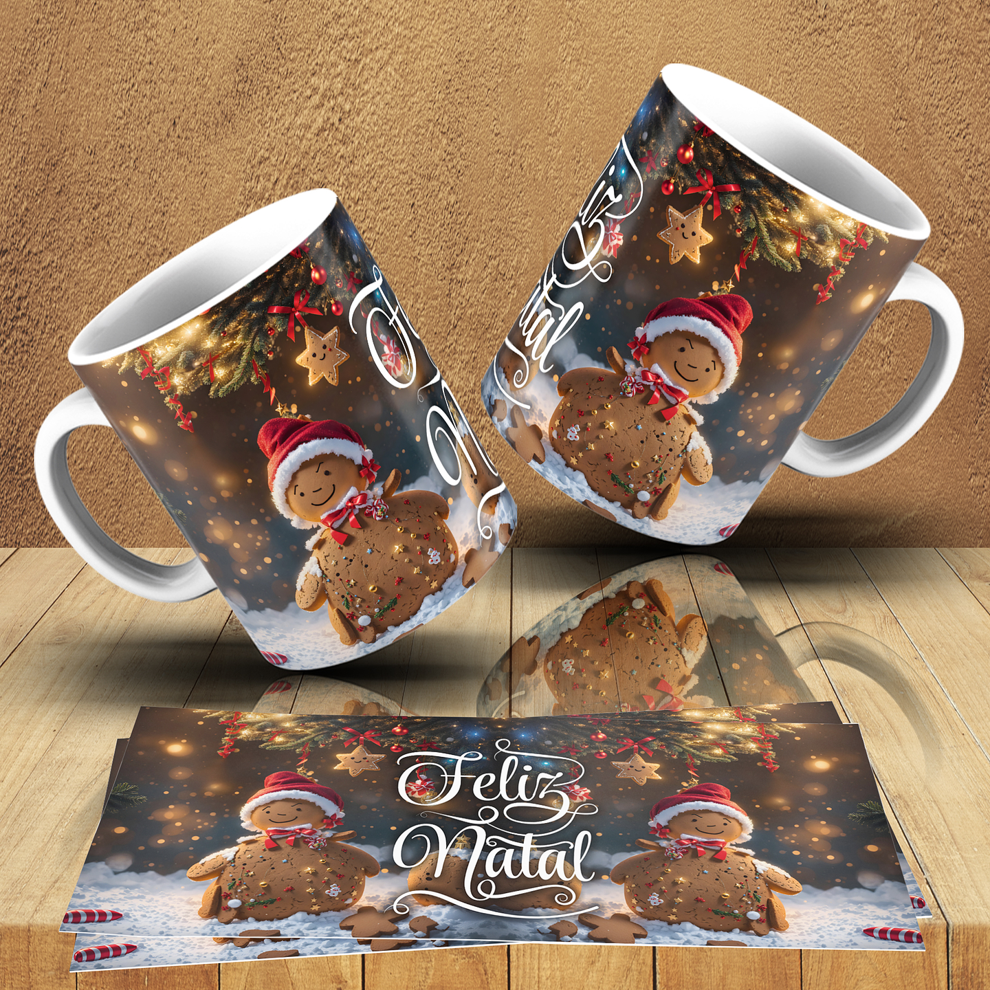 8 Artes para Caneca Natal Biscoitos de Gengibre Arquivo Editável 6