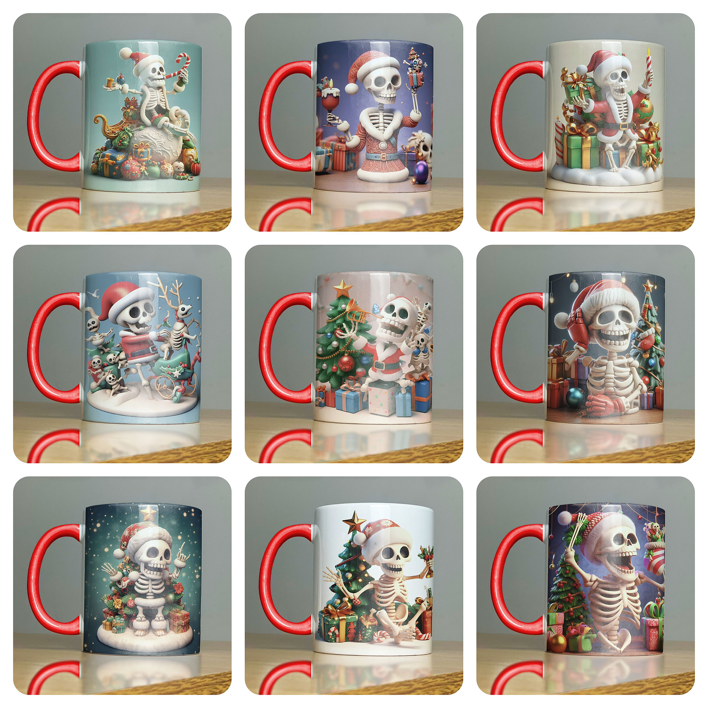 10 Artes para Caneca Caveira Natal Arquivo em Jpg 1