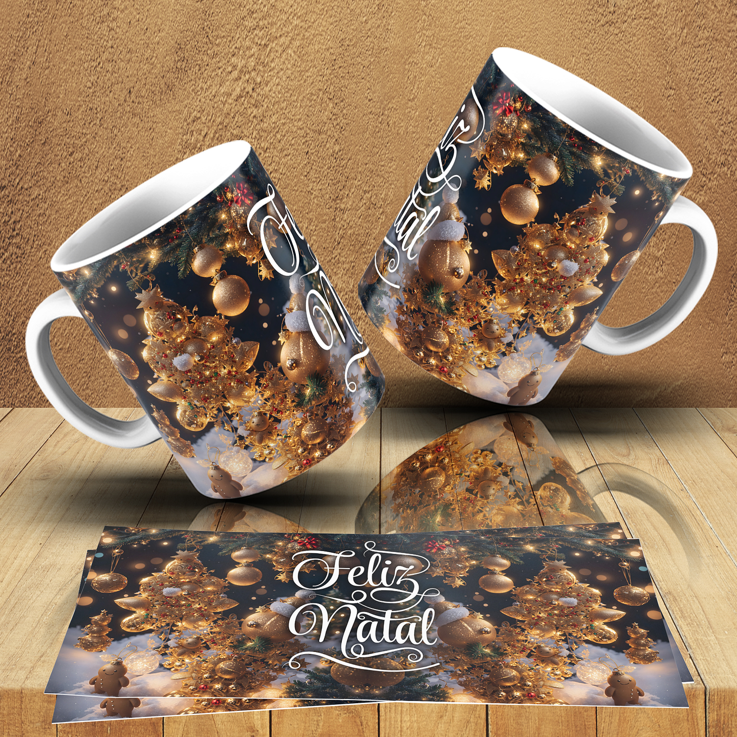 8 Artes para Caneca Natal Biscoitos de Gengibre Arquivo Editável 8