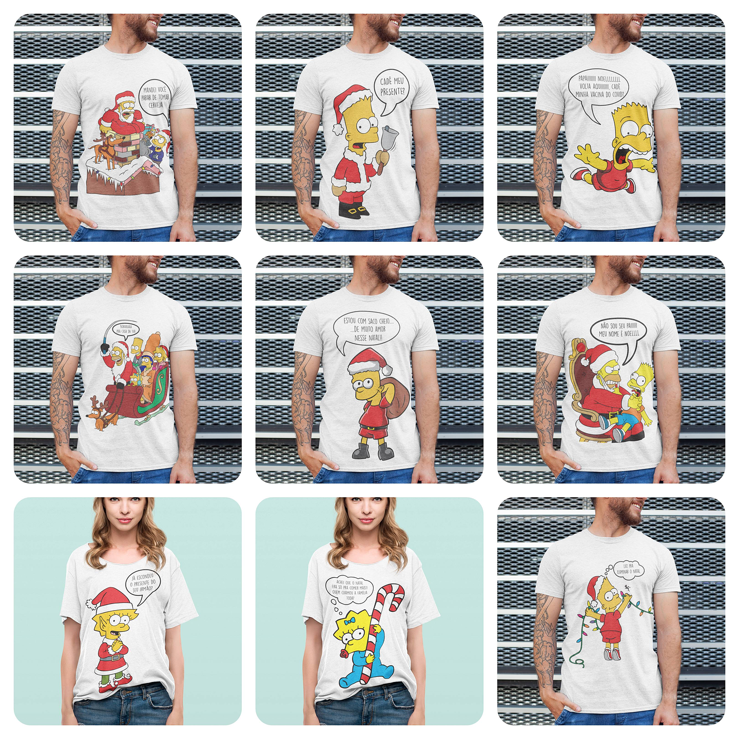 10 Artes para Camisa Natal Simpsons Arquivo Editável  1