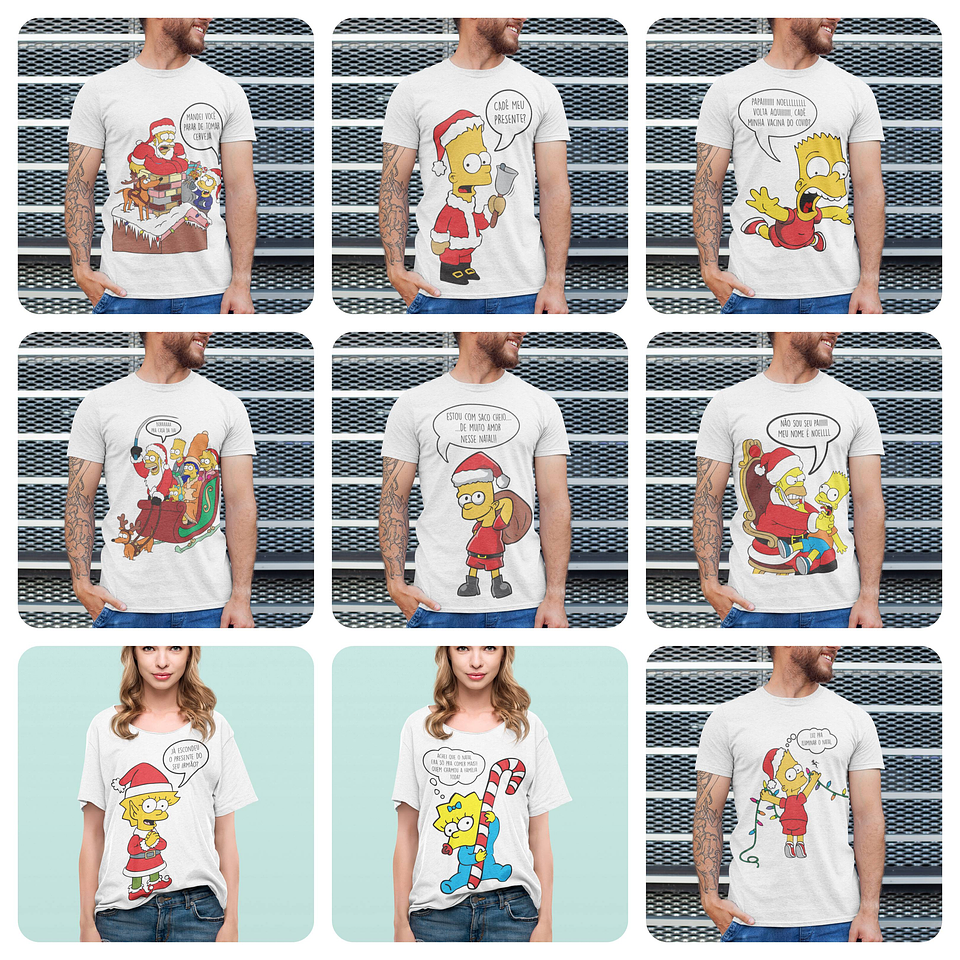 10 Artes para Camisa Natal Simpsons Arquivo Editável  1