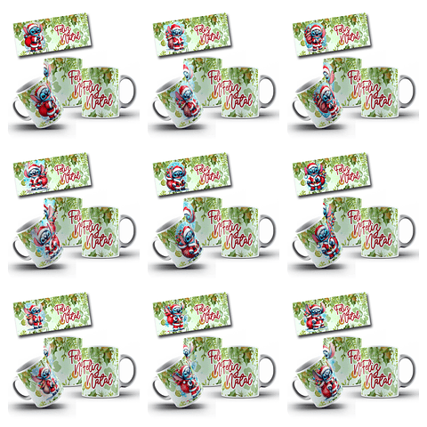 15 Artes para Caneca Stitch Natal Arquivo em Png 