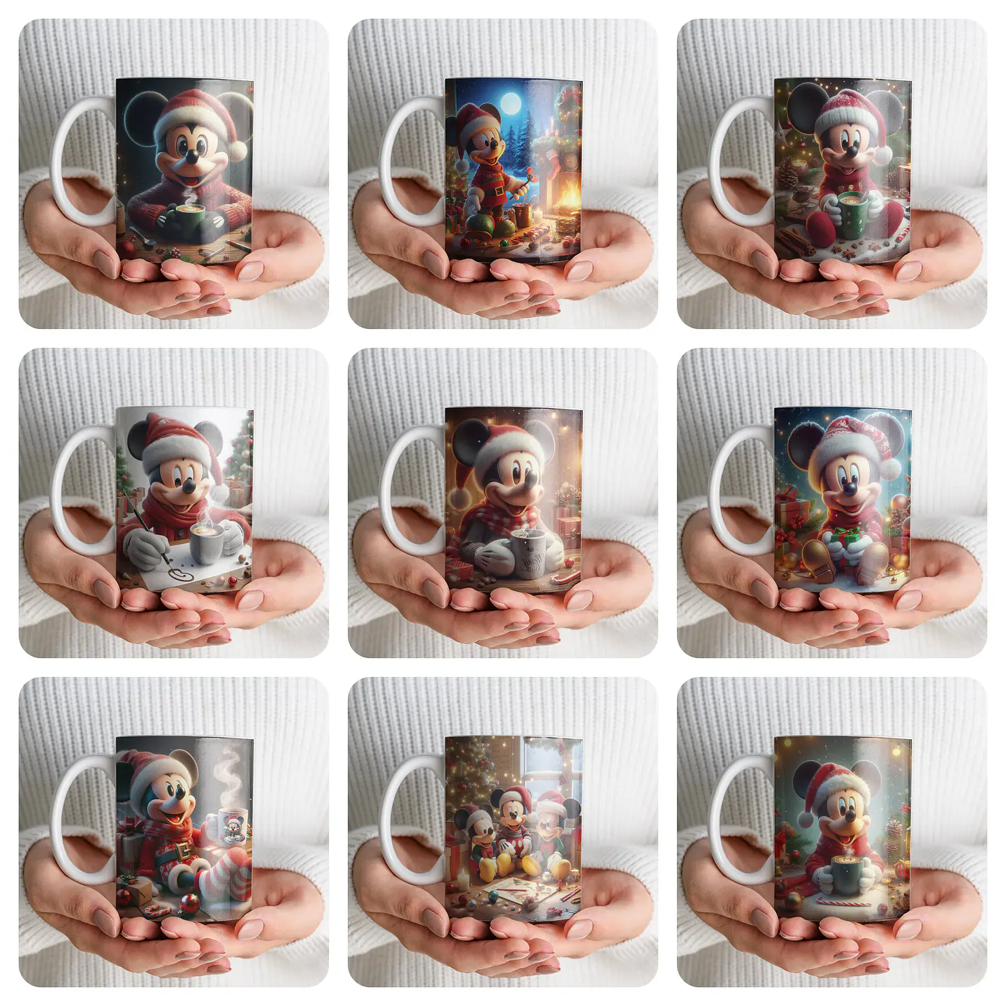 16 Artes para Caneca Mickey 3D Natal Arquivo em Png  1
