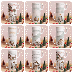 20 Artes para Caneca e Azulejo Presépio Natal Arquivo Editável