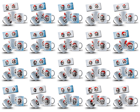 24 Artes para Caneca Panda Natal 3D Arquivo em Jpg