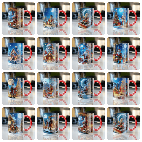 107 Artes para Caneca Papai Noel 3D Arquivo em Jpg
