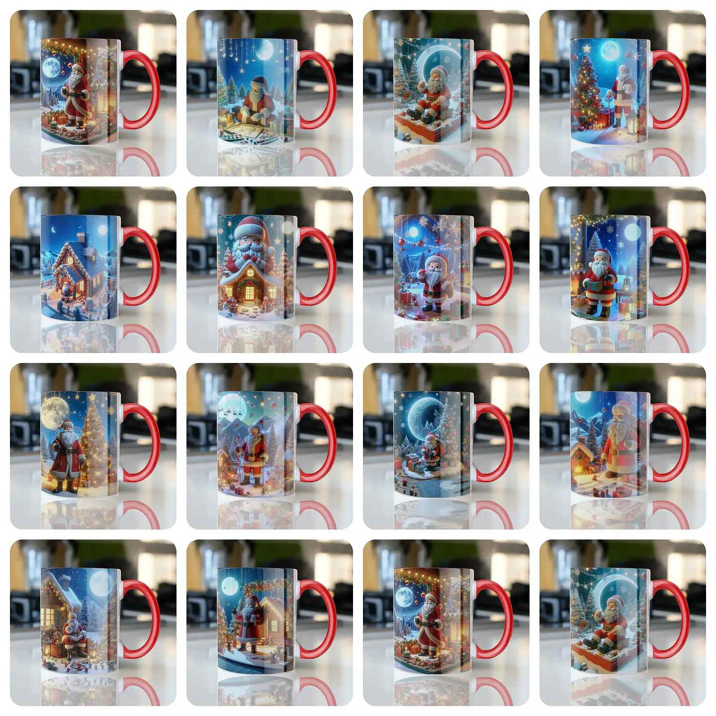 107 Artes para Caneca Papai Noel 3D Arquivo em Jpg 1