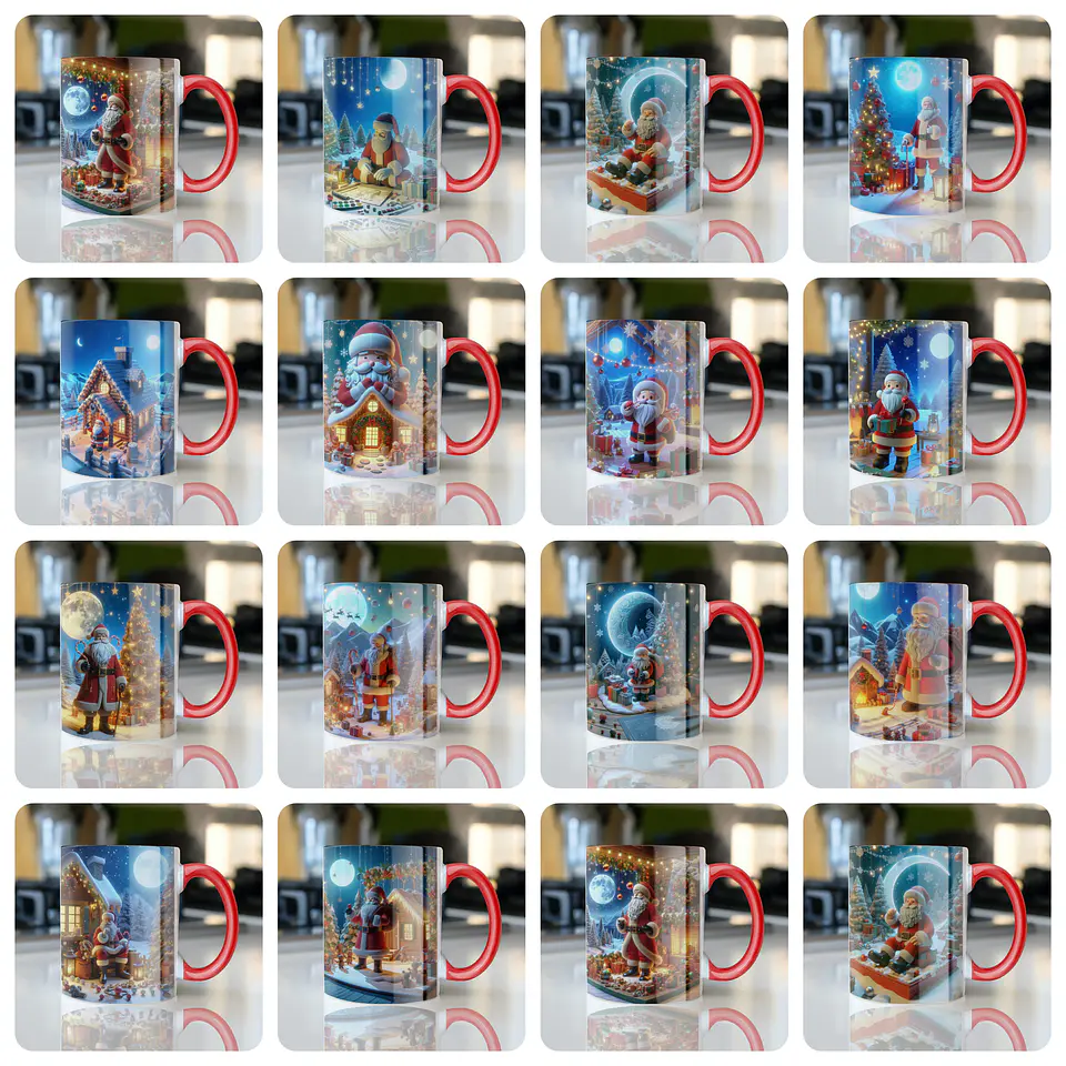 107 Artes para Caneca Papai Noel 3D Arquivo em Jpg 1