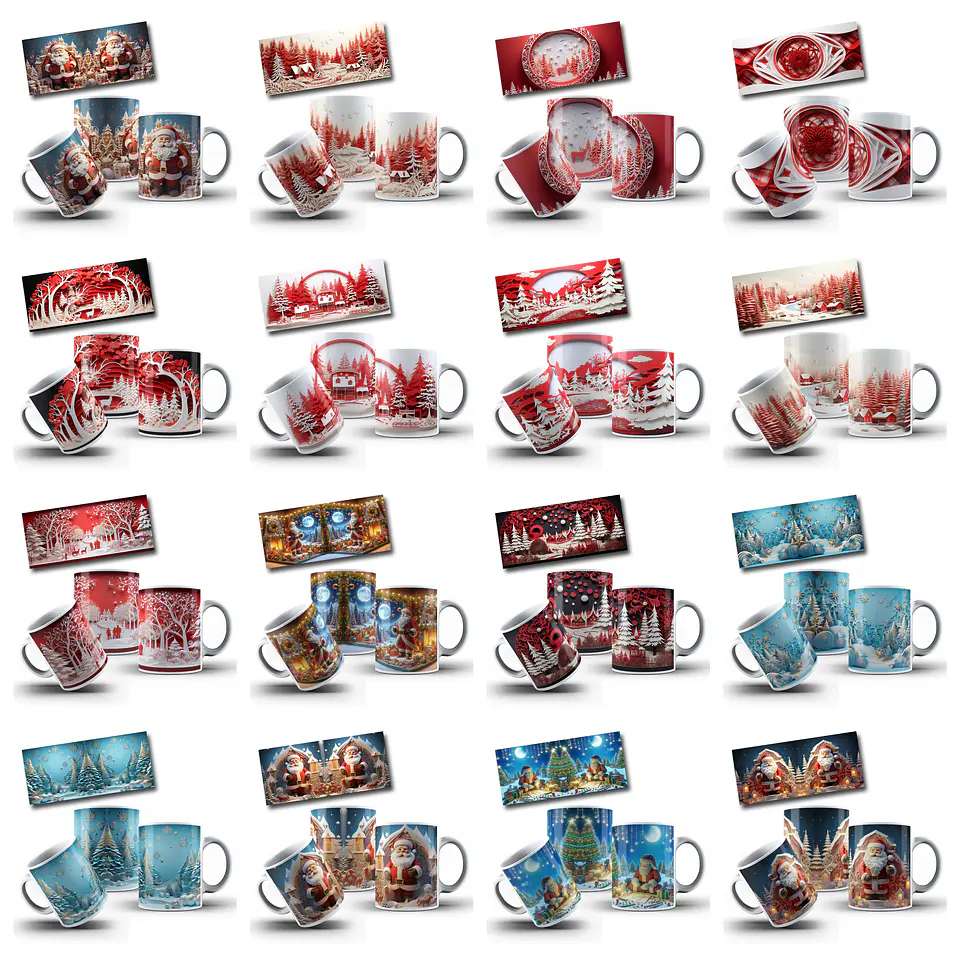 107 Artes para Caneca Papai Noel 3D Arquivo em Jpg 2