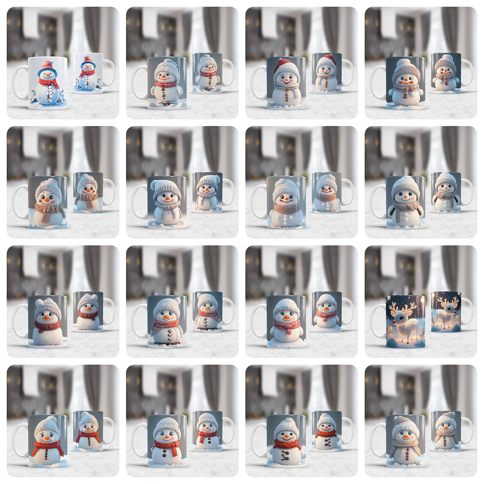 120 Artes para Caneca Natal 3D  Arquivo em Jpg  2