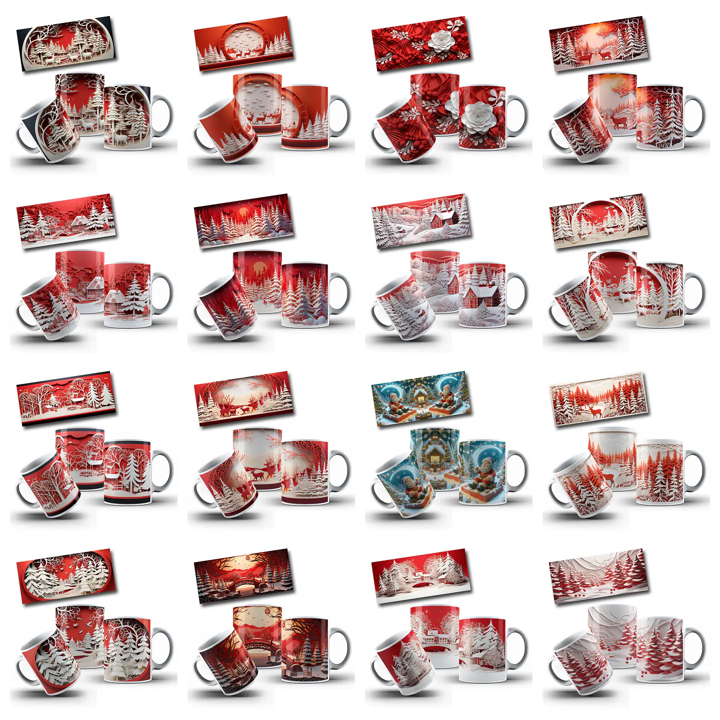 107 Artes para Caneca Papai Noel 3D Arquivo em Jpg 3