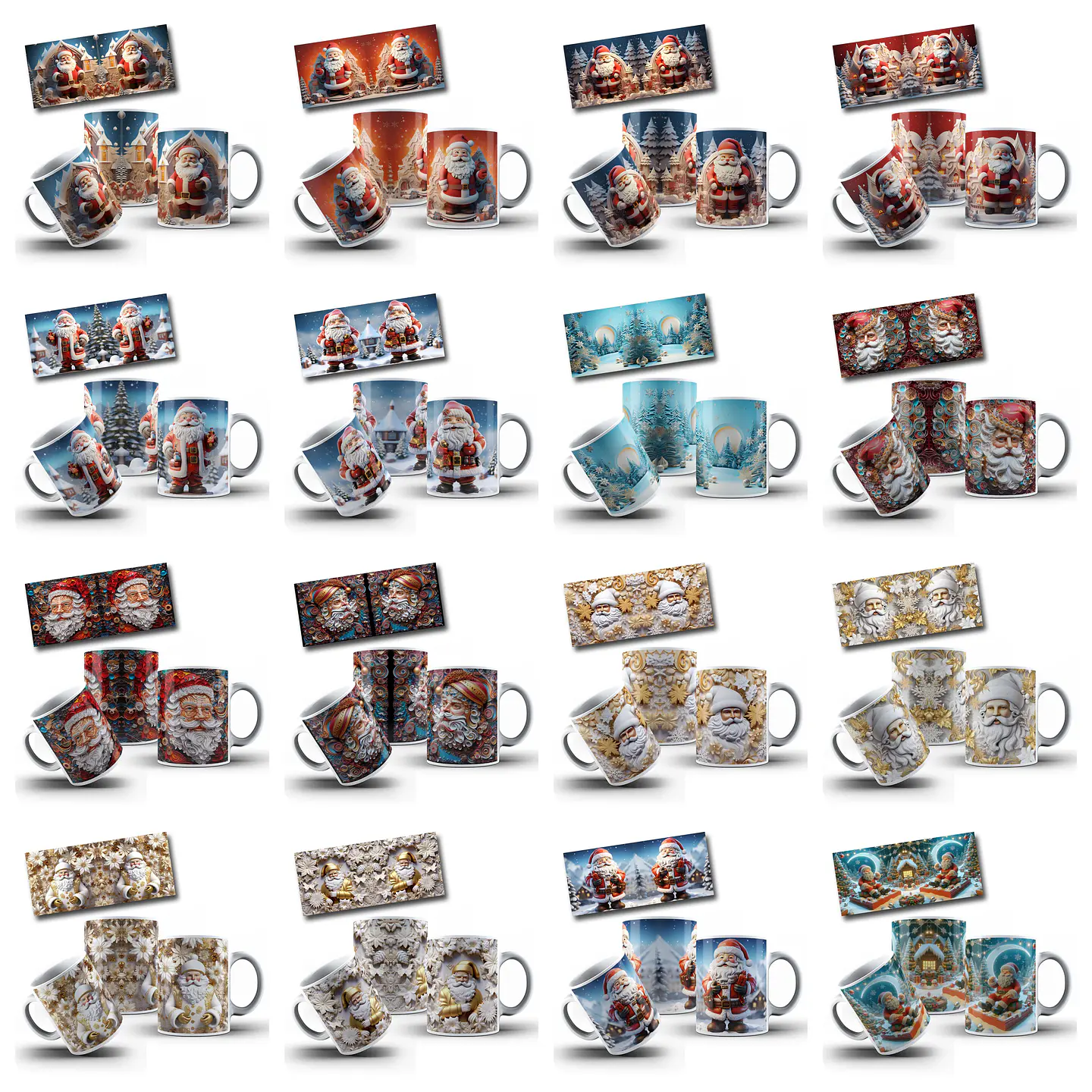 107 Artes para Caneca Papai Noel 3D Arquivo em Jpg 4