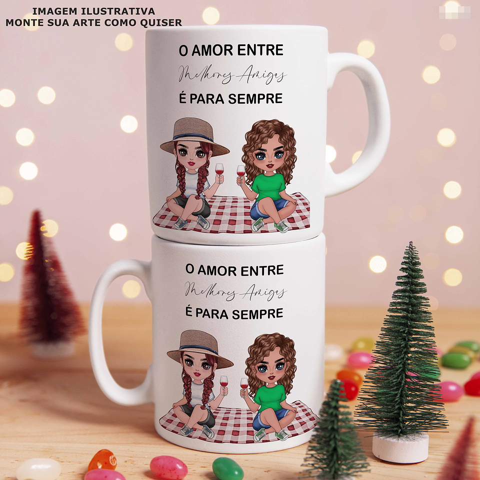 Arquivo para Montagem Artes de Caneca e Camisa Natal Meninas em Png 3
