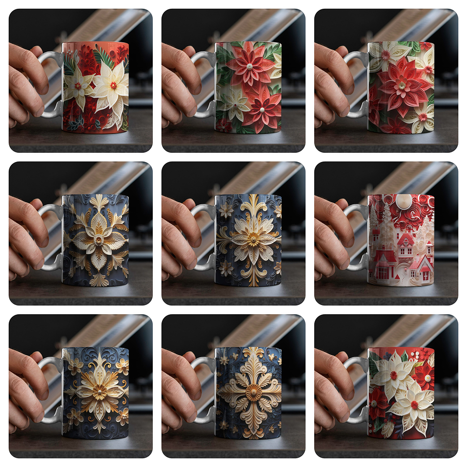 120 Artes para Caneca Natal 3D  Arquivo em Jpg  5