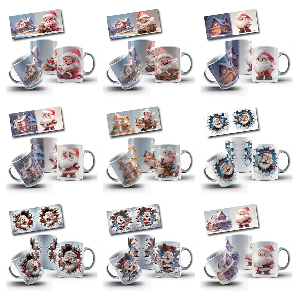 107 Artes para Caneca Papai Noel 3D Arquivo em Jpg 5